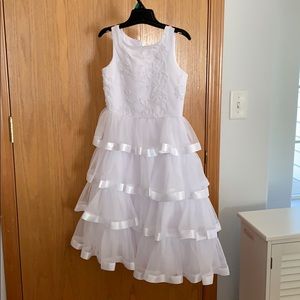 Formal white dress.